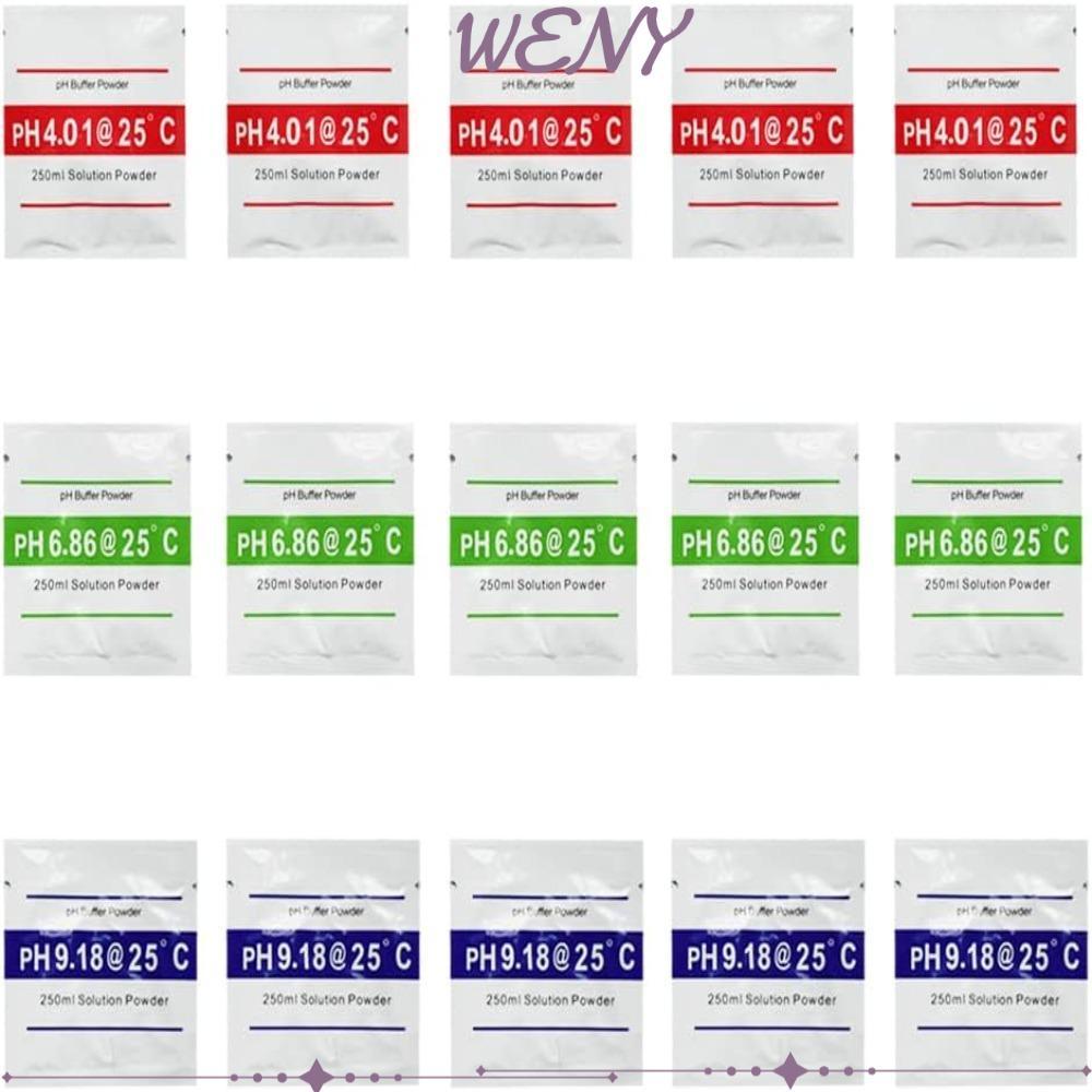 WENY 15 ชิ้น PH Meter Calibration Solution Powder, PH 6.86 PH 9.18 PH Buffer Solution Powder, PH 4.0