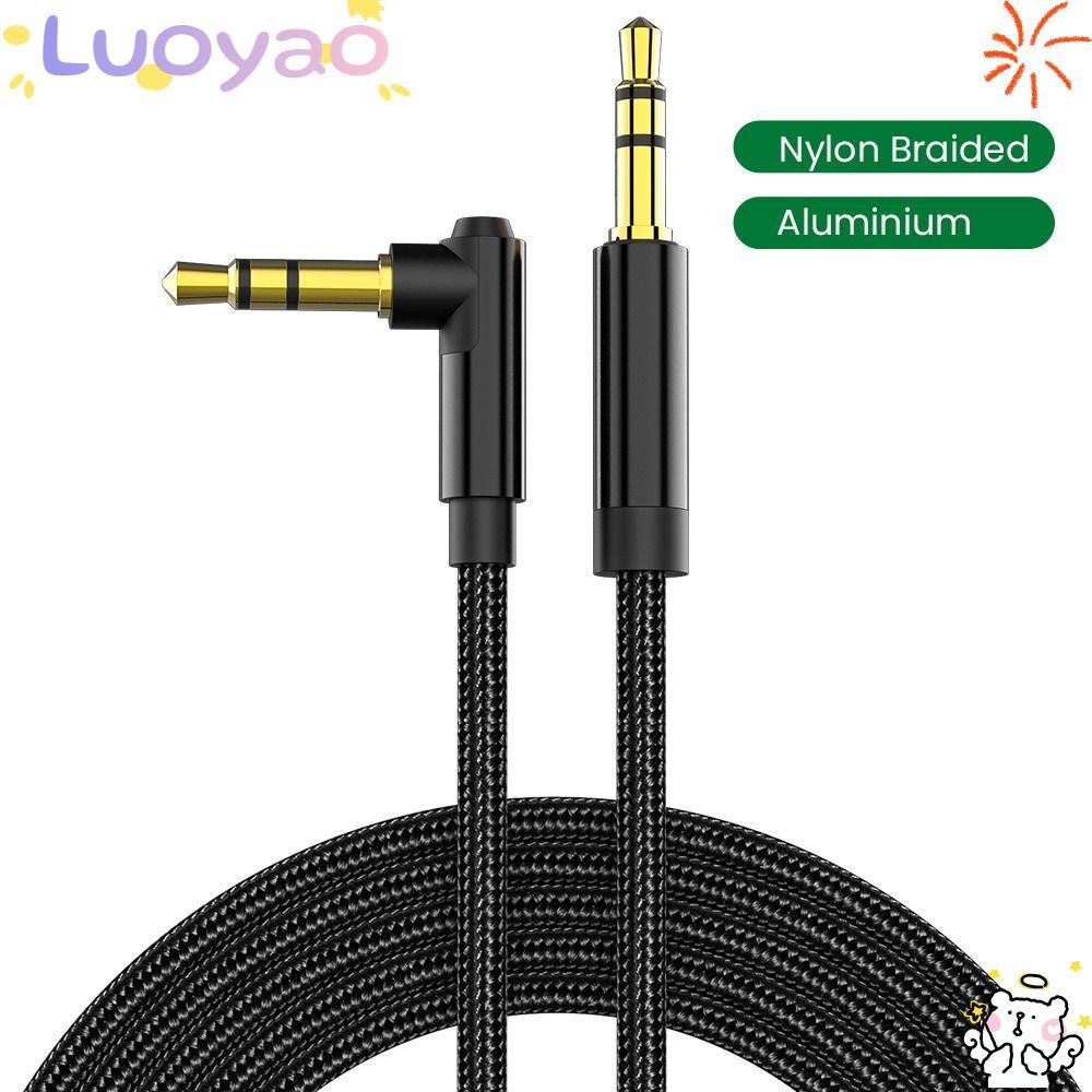 LUOYAO1 แจ็คข้อศอก 3.5 มม. HiFi 90 องศา Aux Cord