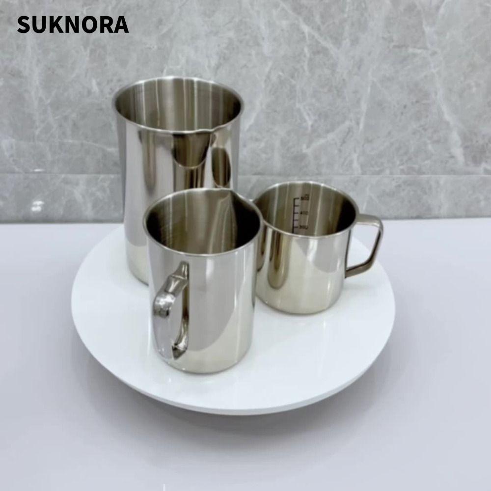 SUKNORA ถ้วยตวงสแตนเลสแบบมีขีดบอกปริมาตร ใหม่ ขนาด 500 มล. และ 1000 มล. สำหรับกาแฟเอสเปรสโซและเบเกอรี่