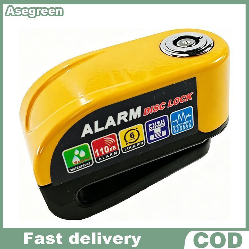 [Asegreen] 110dB กันน้ํา Alarm Disc Lock Anti Theft Heavy Duty Disc Brake Lock พร้อมสายเตือนสําหรับจ