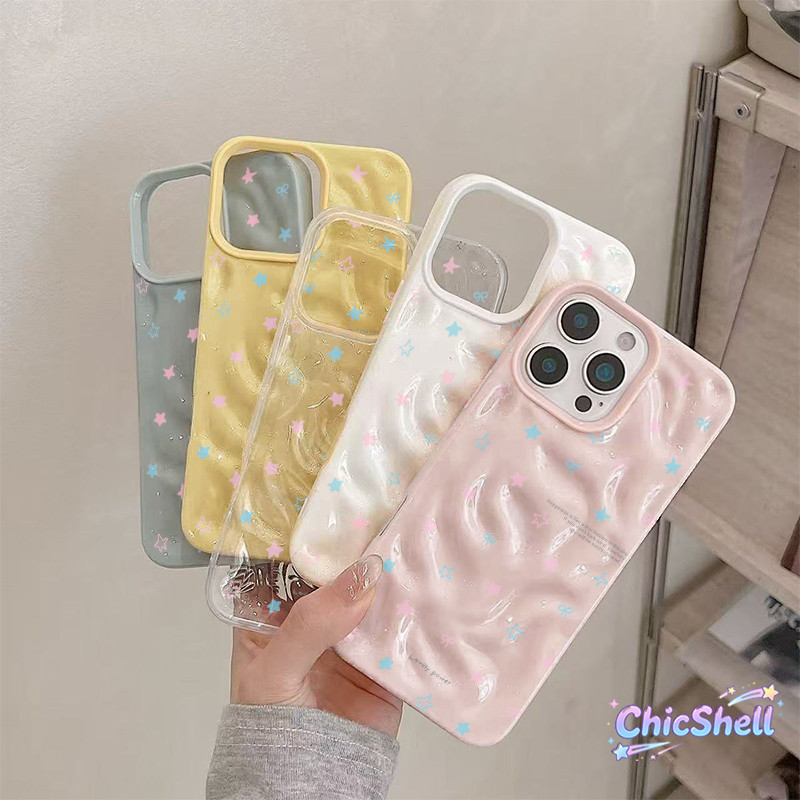 เคสไอโฟน โบว์รูปดาว เปลือกอุกกาบาต cho iPhone 11 12 13 14 15 16 17 ProMax X XR XS Max 7 8Plus-CL