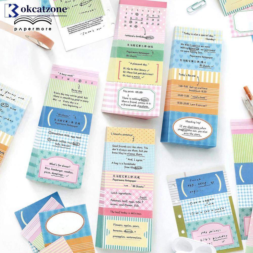 OKCATZONE 80 แผ่นที่มีสีสัน Tearable Memo Pads กระดาษ Sticky Notes Diy Scrapbooking Junk Journal พื้