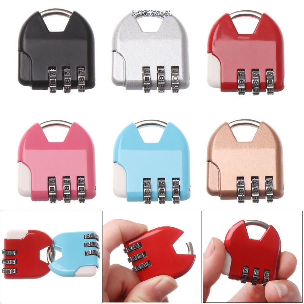 NARCISSUS13A0E 1 ชิ้นกุญแจยิมโลหะ Locker Supply Mini กระเป๋าเดินทาง 3 หลัก Dial