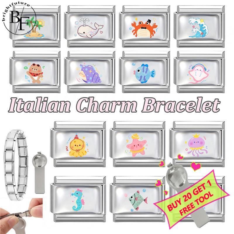 สร้อยข้อมืออีพ็อกซี่ปลาดาว อิตาเลียน charm สแตนเลส สำหรับคนชอบสไตล์เรโทรและบุคลิกภาพแบบโมดูลาร์