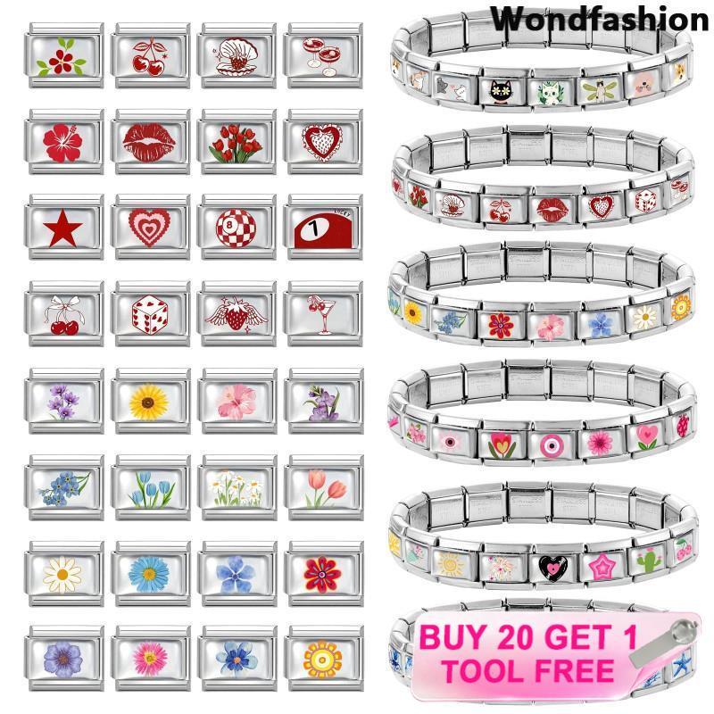 charm อีพ็อกซี่สัตว์เลี้ยงดอกไม้อิตาเลียน สำหรับสร้อยข้อมือสแตนเลส ขนาด 9 มม. เครื่องประดับทำเองสไตล์เรโทร