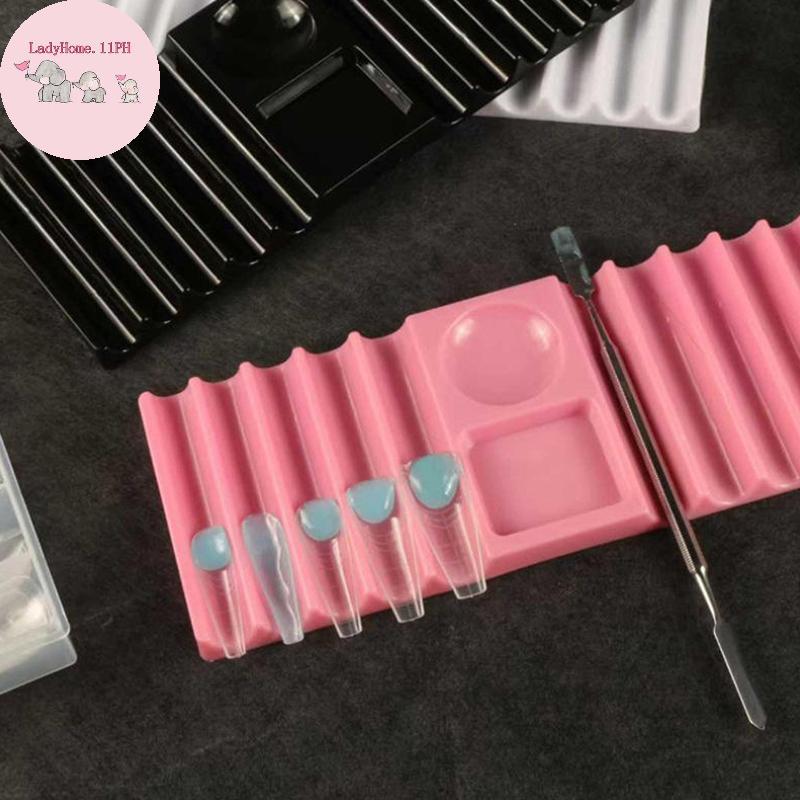 LadyHome Nail Art Palette สําหรับเล็บมืออาชีพทนทานผสม Palette พร้อมผู้ถือสําหรับเล็บปากกาและแปรง Cre