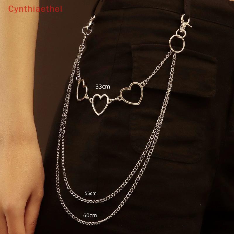 {Cynthiaethel} Silver Cross Pendant Multi Layer Jean Chain ทนทานโลหะ Finish Trendy Pant Chain สําหรั