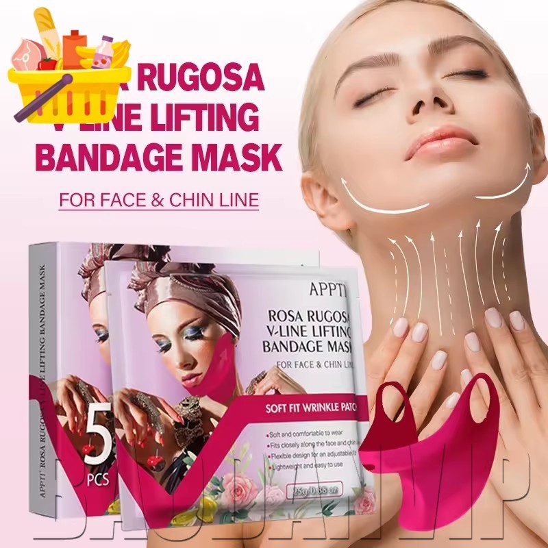 [TOP CHOICE] APPTI Rose Collagen Ear-Loop Mask - สําหรับ Double Chin Reduction - Firm Lift Bandage -