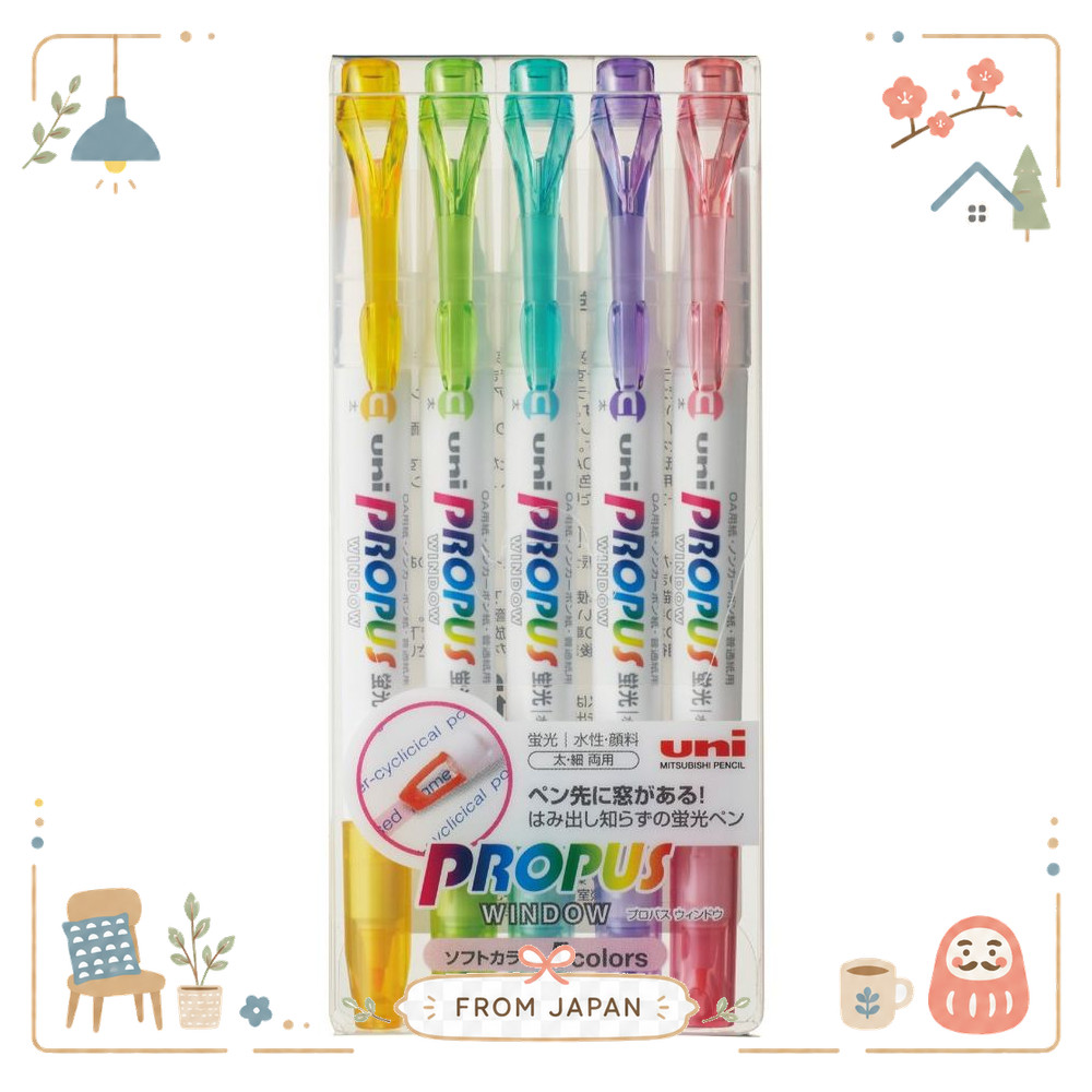 uni ดินสอไฮไลท์ Mitsubishi Propass Window Soft Color 5 สี PUS102T5CS