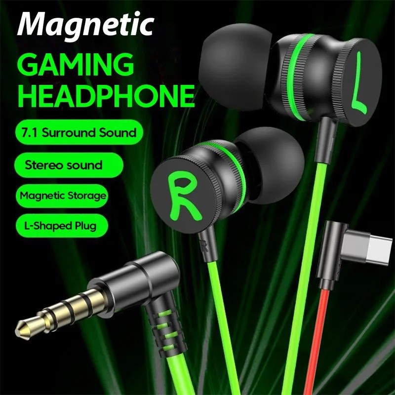 หูฟังแบบมีสายแม่เหล็ก 3.5 มม./Type-C DAC 90 องศา Bend Plug หูฟังพร้อมไมโครโฟนชุดหูฟังกีฬาหูฟังสําหรั