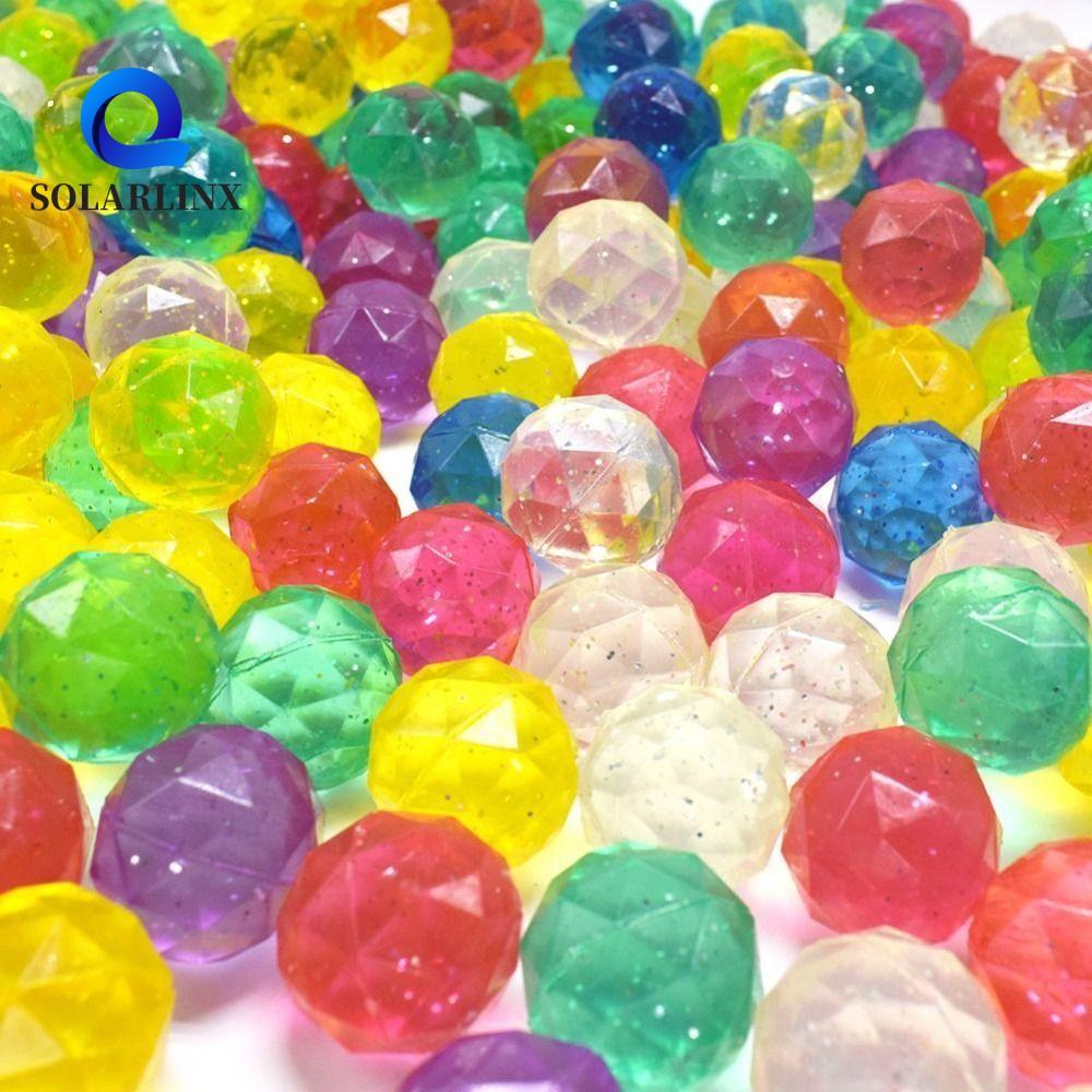 SOLARLINX 6 ชิ้น Diamond Bouncy Ball, Bouncy ของเล่นสายรุ้งสียาง Bouncy Ball, ตลกสุ่ม Clear สาวขนาดใ