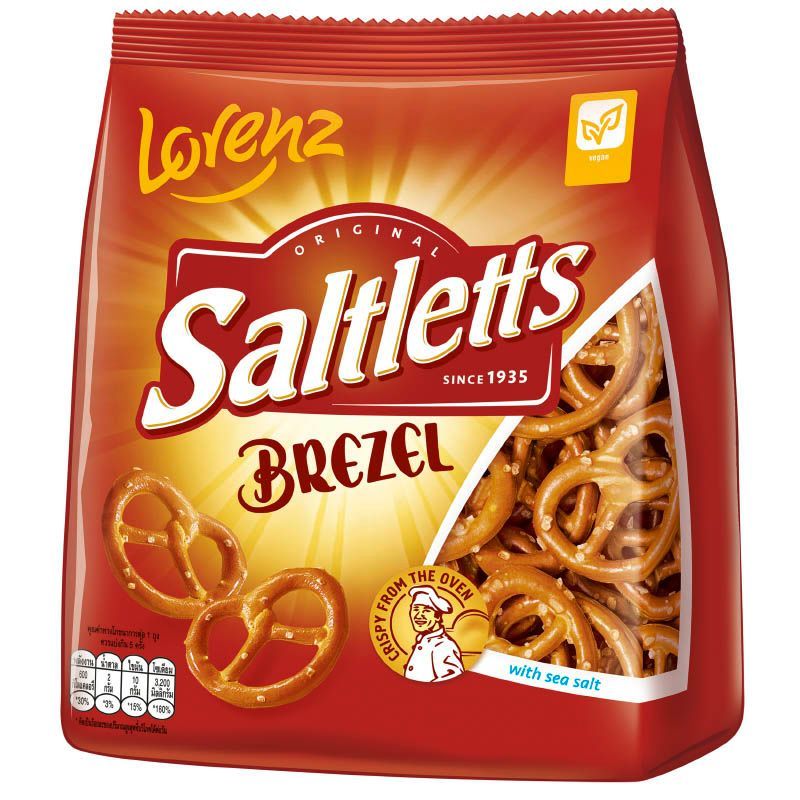 ลอเรนซ์ขนมปังกรอบรสเกลือ 90กรัม Lorenz Saltletts Brezel 90g.