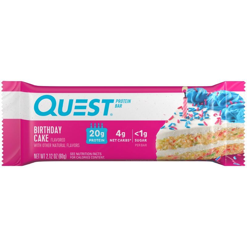 เควสโปรตีนบาร์ขนมผสมโปรตีนนมเนื้อเค้ก 60กรัม Quest Protein Bar Birthday Cake 60g.