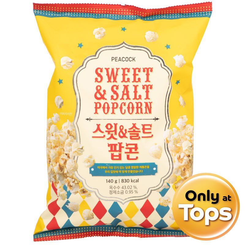 พีค๊อคป๊อปคอร์นรสหวานและเค็ม 140กรัม Peacock Sweet & Salt Popcorn 140g.