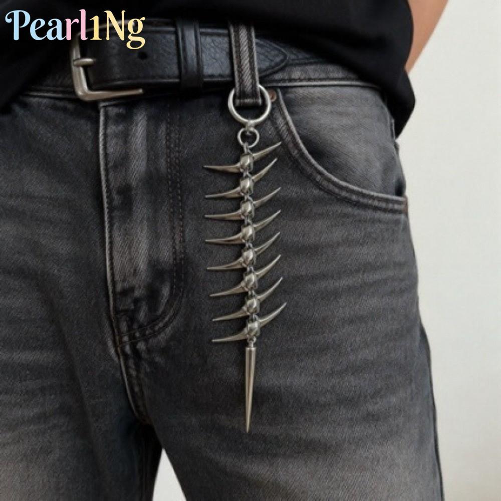 PEARLTH Jean Pant Chain,โลหะเครื่องประดับเอว,Alt Fashion Spike Fishbone Backpack Accessory Jean Pant