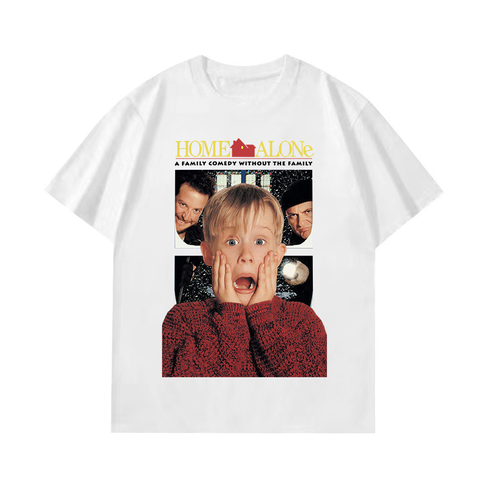 เสื้อยืดลายหนัง Home Alone สไตล์วินเทจคริสต์มาสผู้ชายผู้หญิง