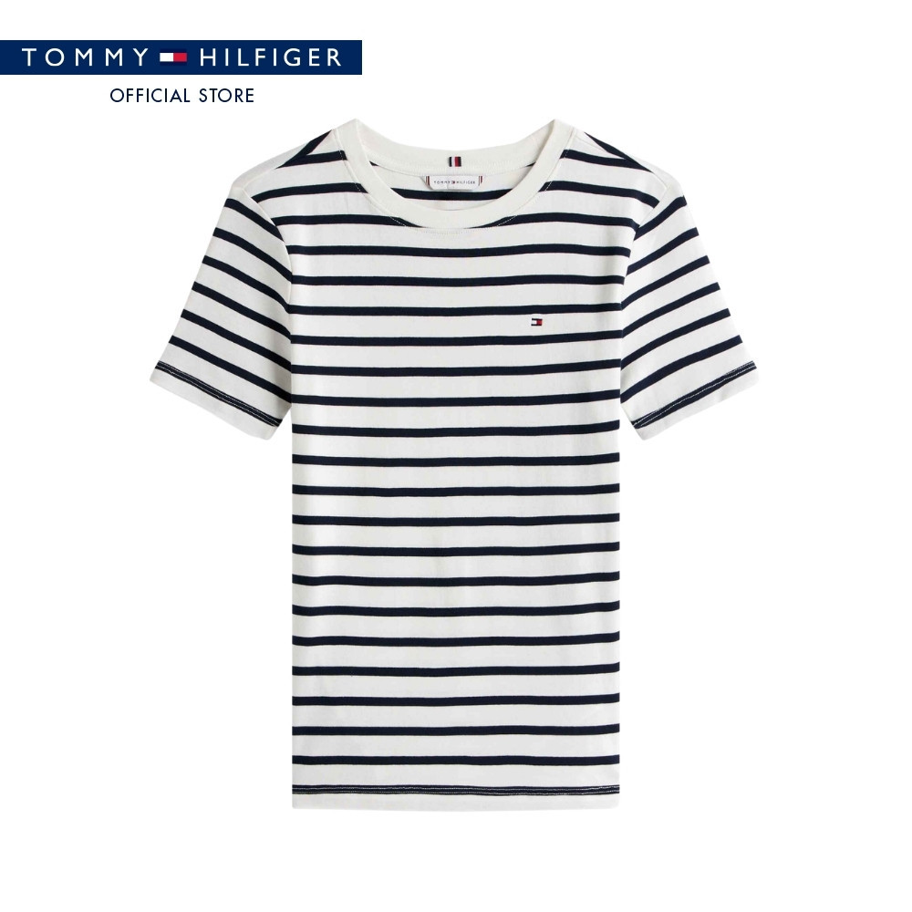 Tommy Hilfiger เสื้อยืด ผู้หญิง รุ่น WW0WW40587 03L - สีน้ำเงิน ทรง Slim