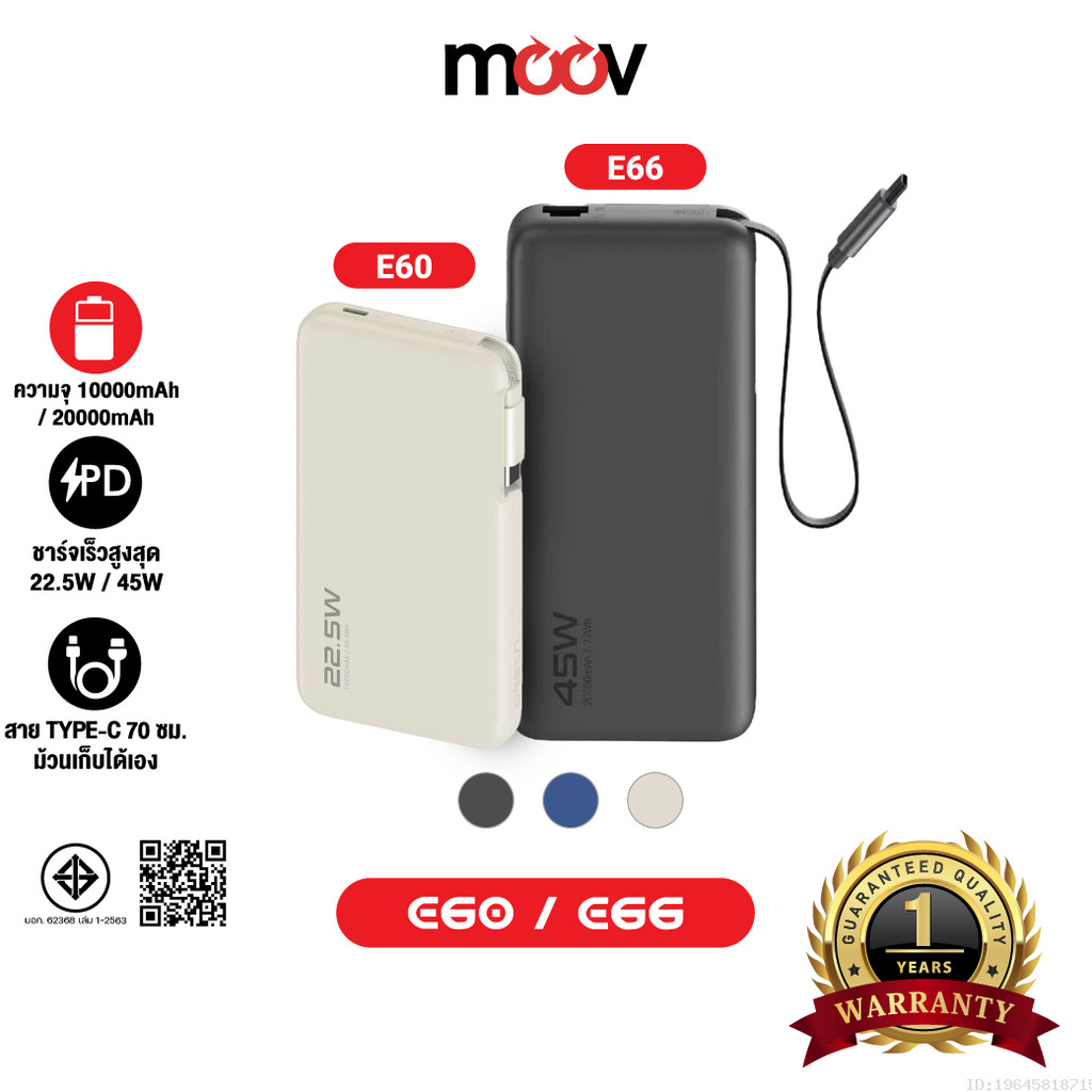 [ส่งไว] Orsen by Eloop E60 E66 แบตสำรอง 10000mAh/20000mAh ชาร์จเร็ว 22.5W/45W มีสายในตัว Type C PD P