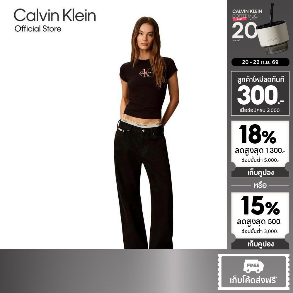 CALVIN KLEIN เสื้อยืดคอกลมผู้หญิง Pride Monologo Baby Tee รุ่น 47G832G UB1-สีดำ