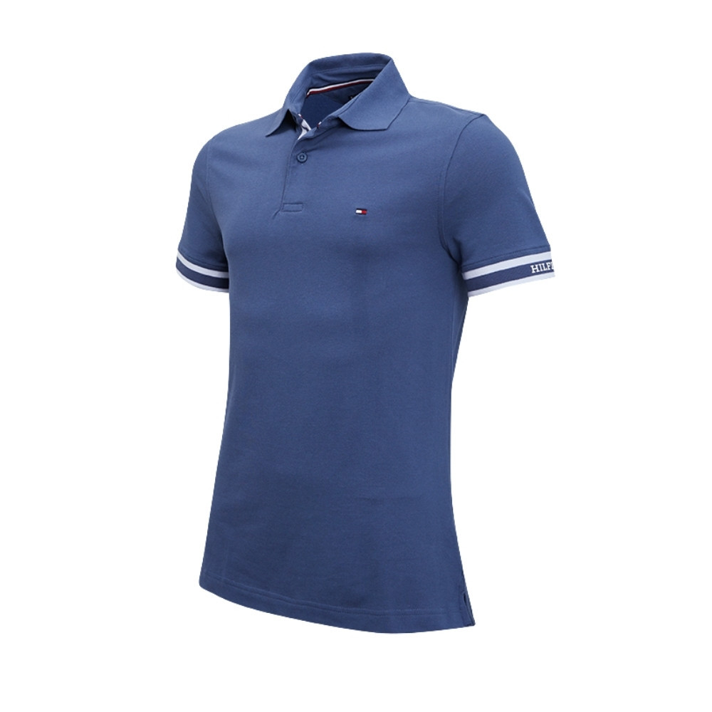Tommy Hilfiger เสื้อโปโล ผู้ชาย รุ่น XM0XM03858 C9T - สีน้ำเงิน ทรง Slim — صورة 2