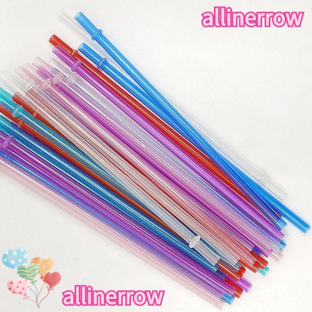 ALLINERROW 1PC Glitter Straw, นํากลับมาใช้ใหม่รถ Travel Cup Straw ผงทองหลอดพลาสติก, พร้อมแปรงทําความ