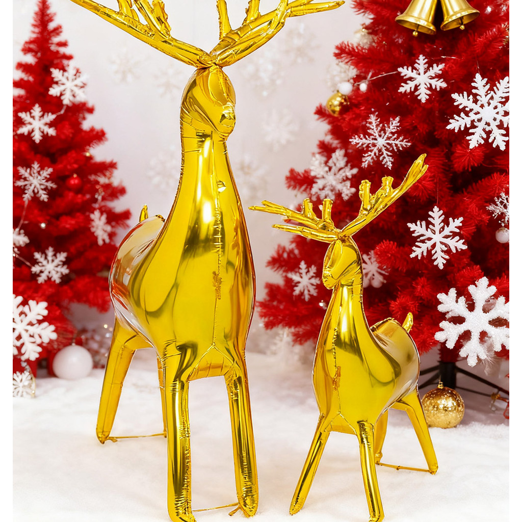 4D ยืนคริสต์มาส Elk Snowman Santa Claus กวางฟอยล์บอลลูนสําหรับ 2025 ตกแต่งคริสต์มาสสวัสดีปีใหม่ Party Decor อุปกรณ์ลูก
