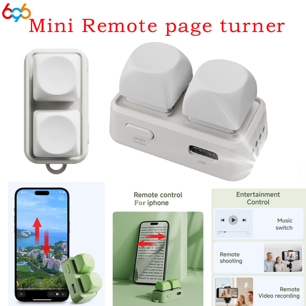 ปุ่มกดขนาดเล็กแบบพกพาปุ่มคู่ E-book หน้า Turner สําหรับแท็บเล็ตโทรศัพท์มือถือฟันสีฟ้ารีโมทคอนโทรล Swip วิดีโอสั้นสําหรับ Android/IOS F2 ใช้สํานักงานที่เหมาะสม