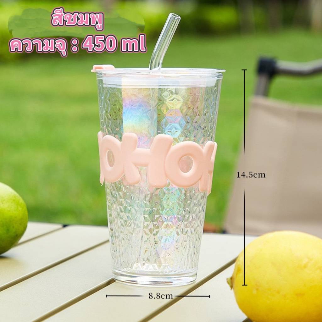 แก้วน้ำดื่ม❤️‍🔥พร้อมส่ง❤️‍🔥มีฝามีหลอด แก้วชานม แก้วหลอดดูดน้ำพกพา แก้วมินิมอล สำหรับใส่เครื่องดื่ม 🍒 - รูปที่ 6