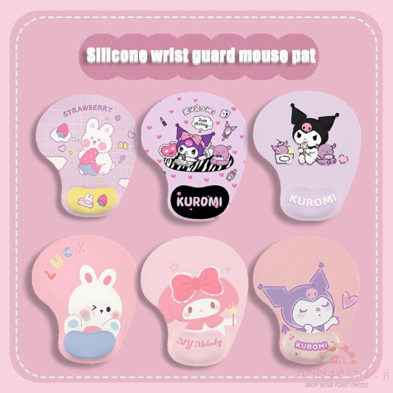 แผ่นรองข้อมือเมาส์ซิลิโคนลายการ์ตูนน่ารักขนาด13*63ซม. ปกป้องข้อมือ แผ่นรองข้อมือเมาส์สำนักงานแบบนุ่มกันลื่น แผ่นรองข้อมื