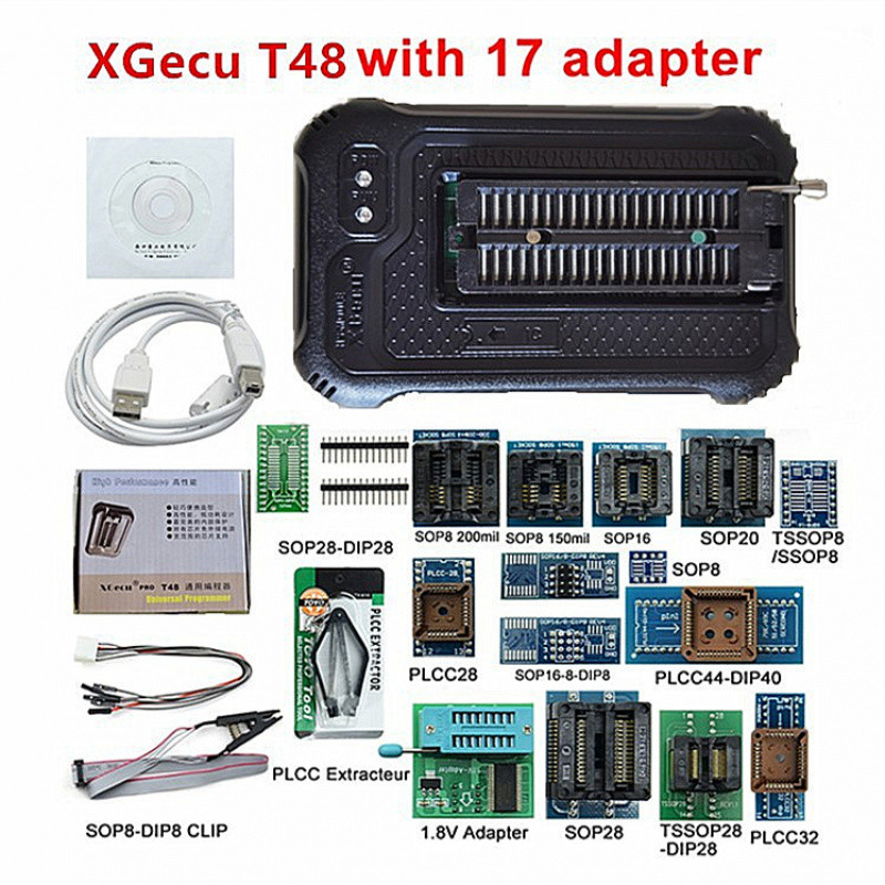 XGecu T48 TL866 โปรแกรมเมอร์สากลโน้ตบุ๊คเมนบอร์ดรถยนต์แฟลช bios Burning