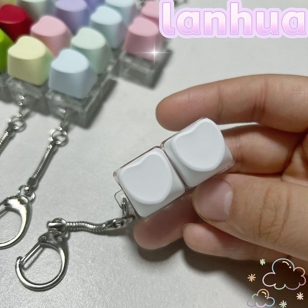 LANHUA Keycap ของเล่นหยิก,บรรเทาความเครียด 2 คีย์ปุ่ม Keycap, คีย์บอร์ดนิ้ว DIY Fidget พวงกุญแจ