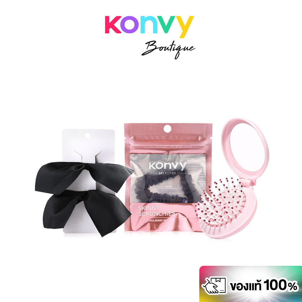 Konvy เซทจัดแต่งทรงผมน่ารัก 3 ชิ้น [หวี+กิ๊บ+ยางรัดผม].