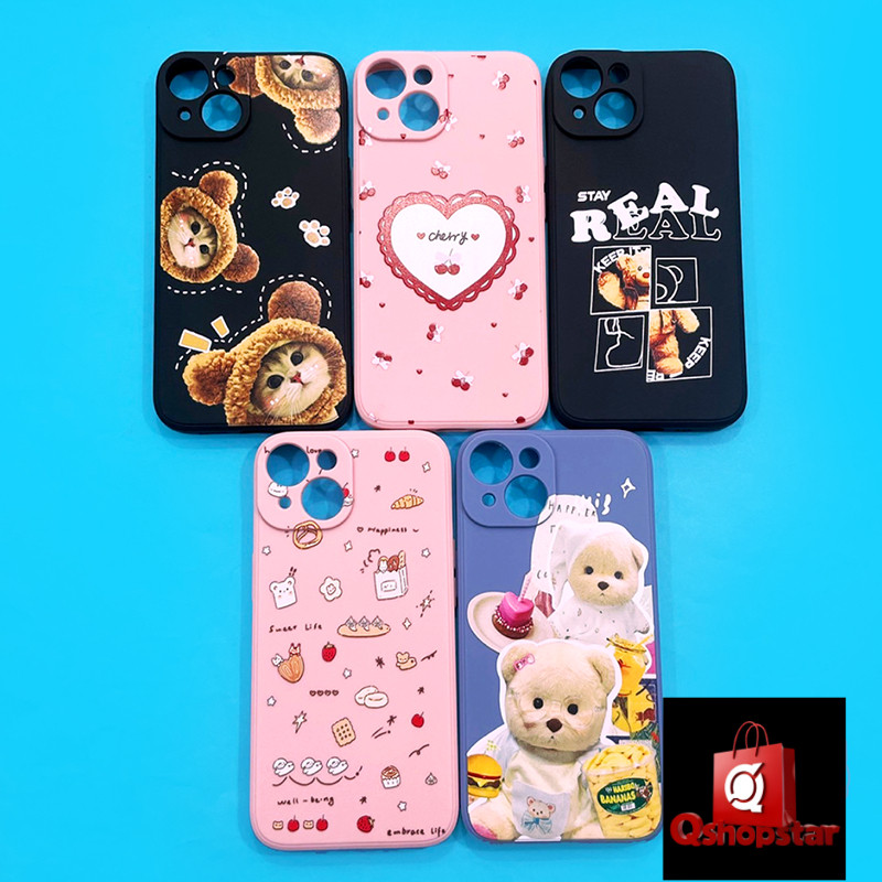 เคสนิ่มสีพาสเทล รุ่นไอโฟน XR 11 14 16 16ProMax TPU กันเลนส์กล้อง พิมพ์ลายการ์ตูน