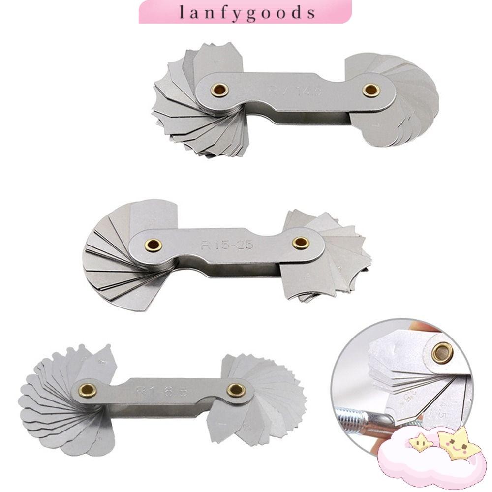 LANFYGOODS 16 ชิ้น/เซ็ต Radius Gauge Radius Fillet Gauge สําหรับวัดอุตสาหกรรมสแตนเลสตัวอย่าง R Gauge