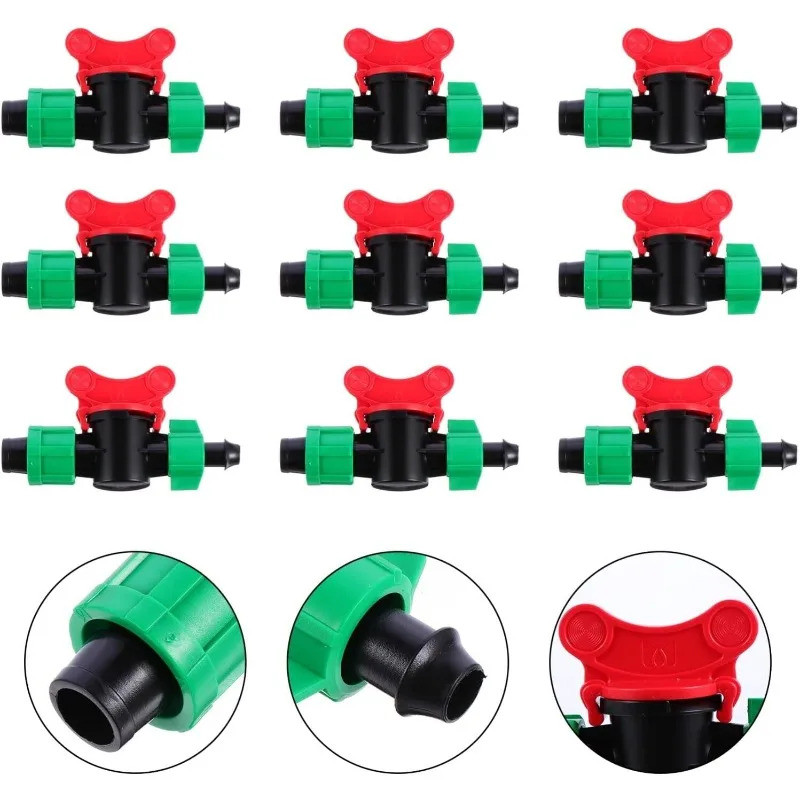 10PCS หยดชลประทานสวิทช์วาล์วสําหรับ 16 มม.ท่อหยด Barbed ล็อค Fitting Gate วาล์ว Driper ชลประทานปิดวา