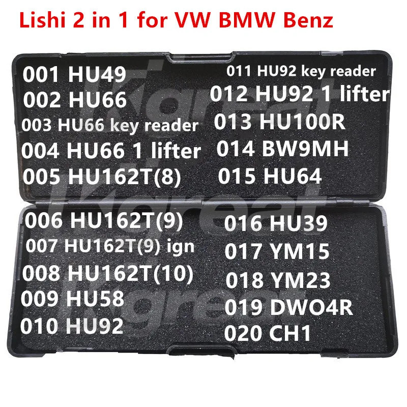 001-020 Lishi 2 in 1 2in1 HU49 HU66 HU162T(8) HU162T(9) HU162T(10) HU58 HU92 BW9MH HU64 HU39 YM15 YM