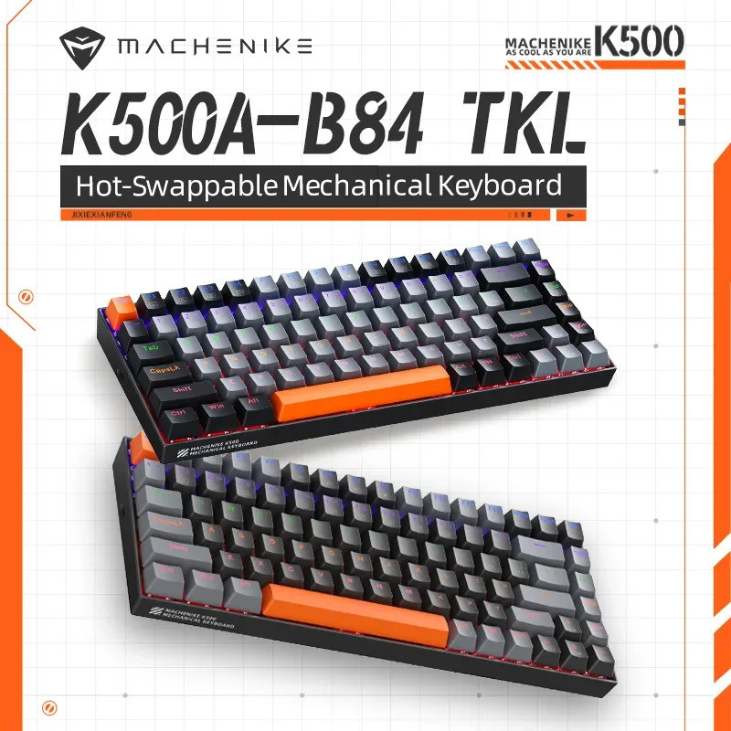 Machenike K500A-B84 คีย์บอร์ด 75% TKL Hot-Swappable คีย์บอร์ดเกมแบบมีสาย 6 สี Backlit 84 คีย์สําหรับ