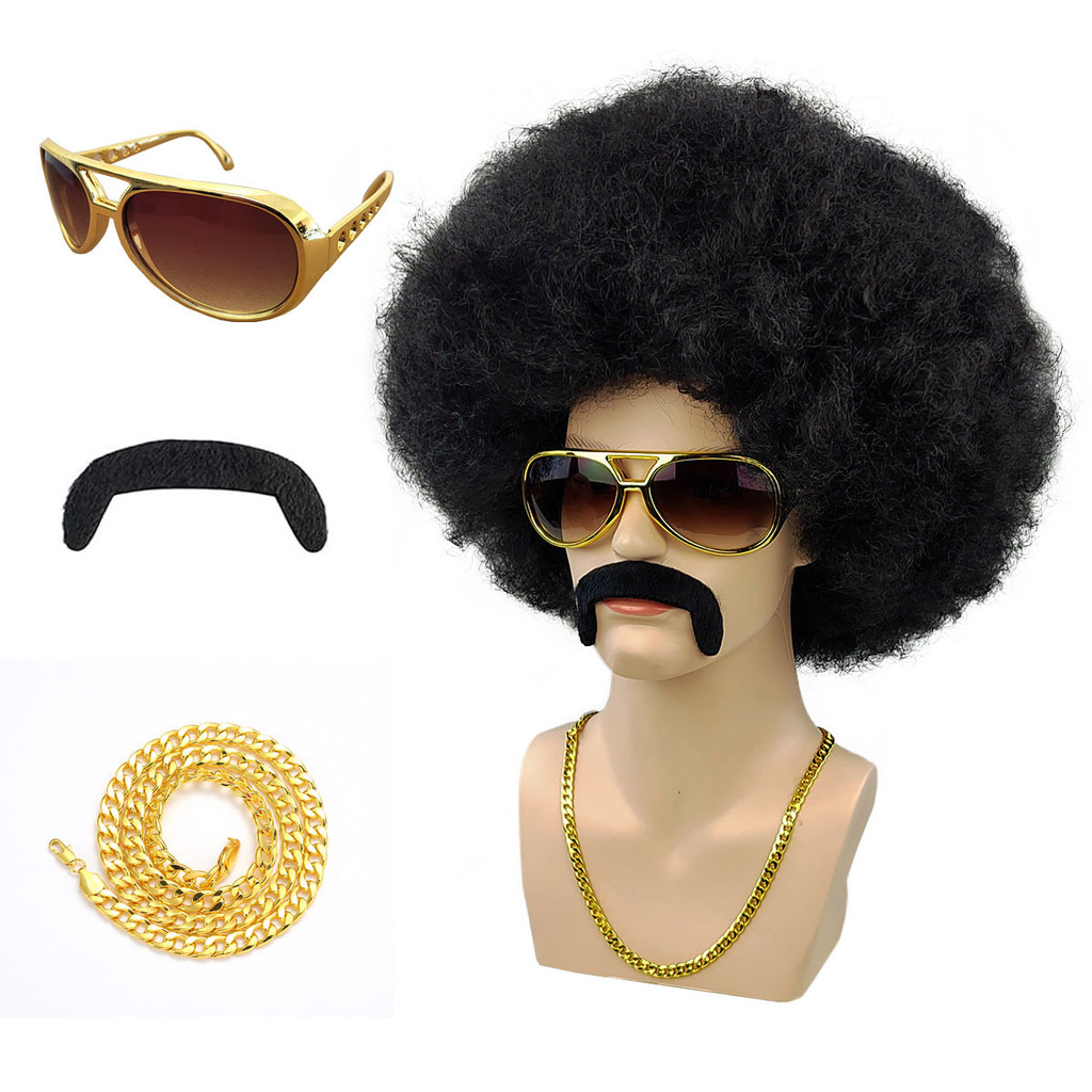 大号松假发套装猫王装饰品自慰器型家用皮士复古头饰ชุดวิกผมปุยขนาดใหญ่ Elvis Dress Up Hip Hop Hiplanhuadou.my20251016