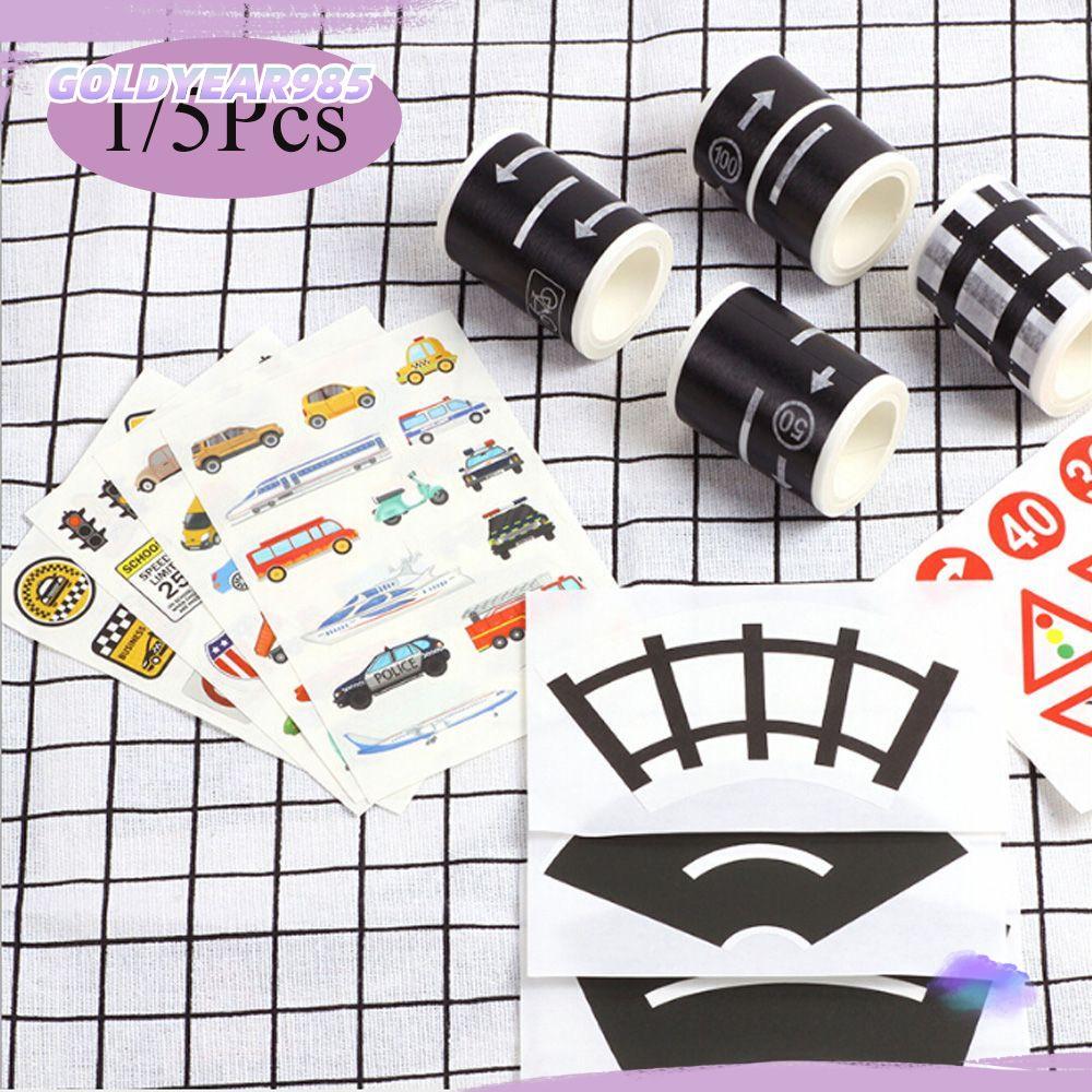 GOLDYEAR985 1/5 ชิ้นรถไฟแผนที่เทป DIY เด็กการเรียนรู้สติปัญญา Study แผนที่ป้ายเครื่องมือ
