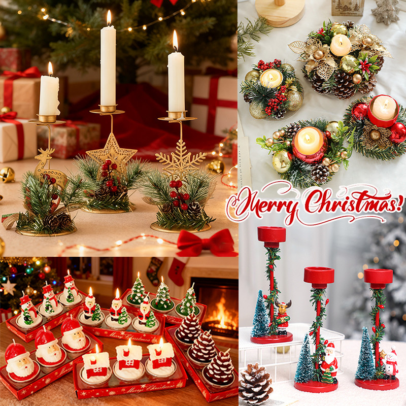 🎄COD🎄เชิงเทียน เชิงเทียนคริสต์มาส ตกแต่งโต๊ะคริสต์มาส เชิงเทียนทองเหลือง เชิงเทียนเหล็กดัด ตกแต่งคริสต์มาส