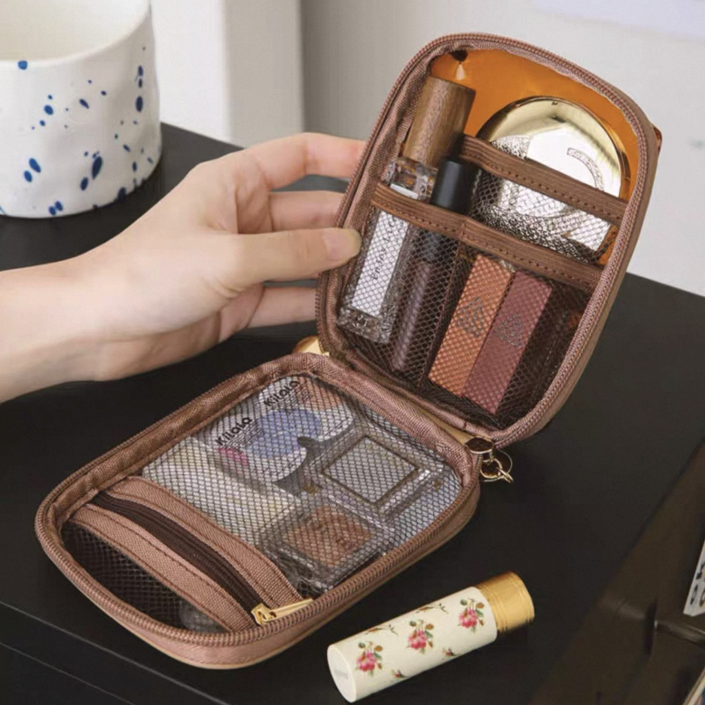 กระเป๋าใส่เครื่องสำอางใส แบบพกพา กันน้ำ ใช้งานง่าย วัสดุ PVC คุณภาพดี ใส่ของจุกจิกได้ - รูปที่ 4