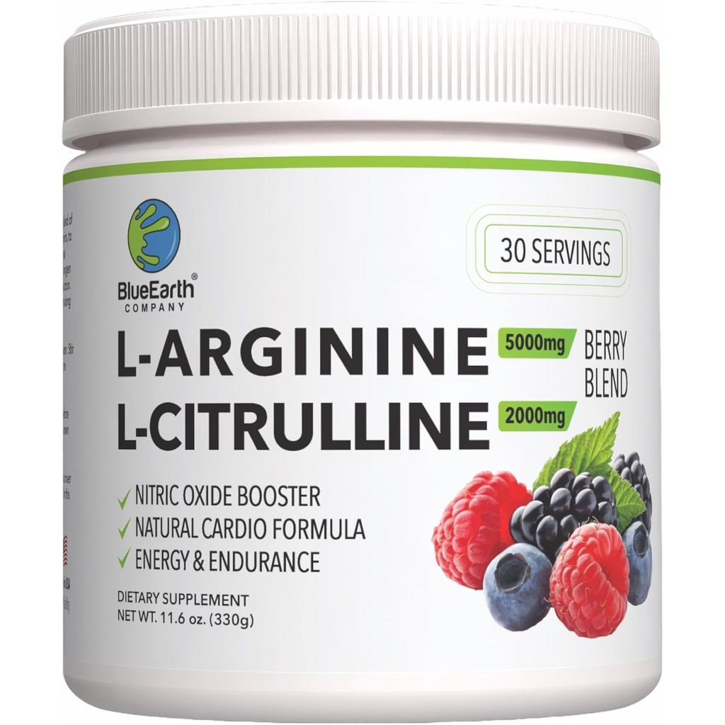 L-Arginine 5000mg + L-Citrulline 2000mg อาหารเสริมผงคอมเพล็กซ์ - Nitric Oxide Booster - สุขภาพหัวใจ 
