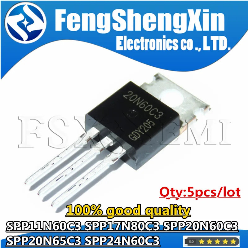 5 ชิ้น SPP20N60C3 20N60C3 TO-220 SPP20N60 SPP17N80C3 17N80C3 SPP24N60C3 SPP11N60C3 SPP11N60C6C3 20C3