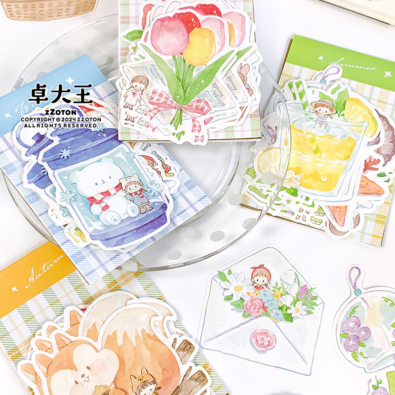 Zhuo Dawang [Azhu Four Seasons Notes] โน้ตไม่ติดรูปพิเศษ Writable Spring Summer Autumn Winter Handbook Cute Note Paper 80g Paper