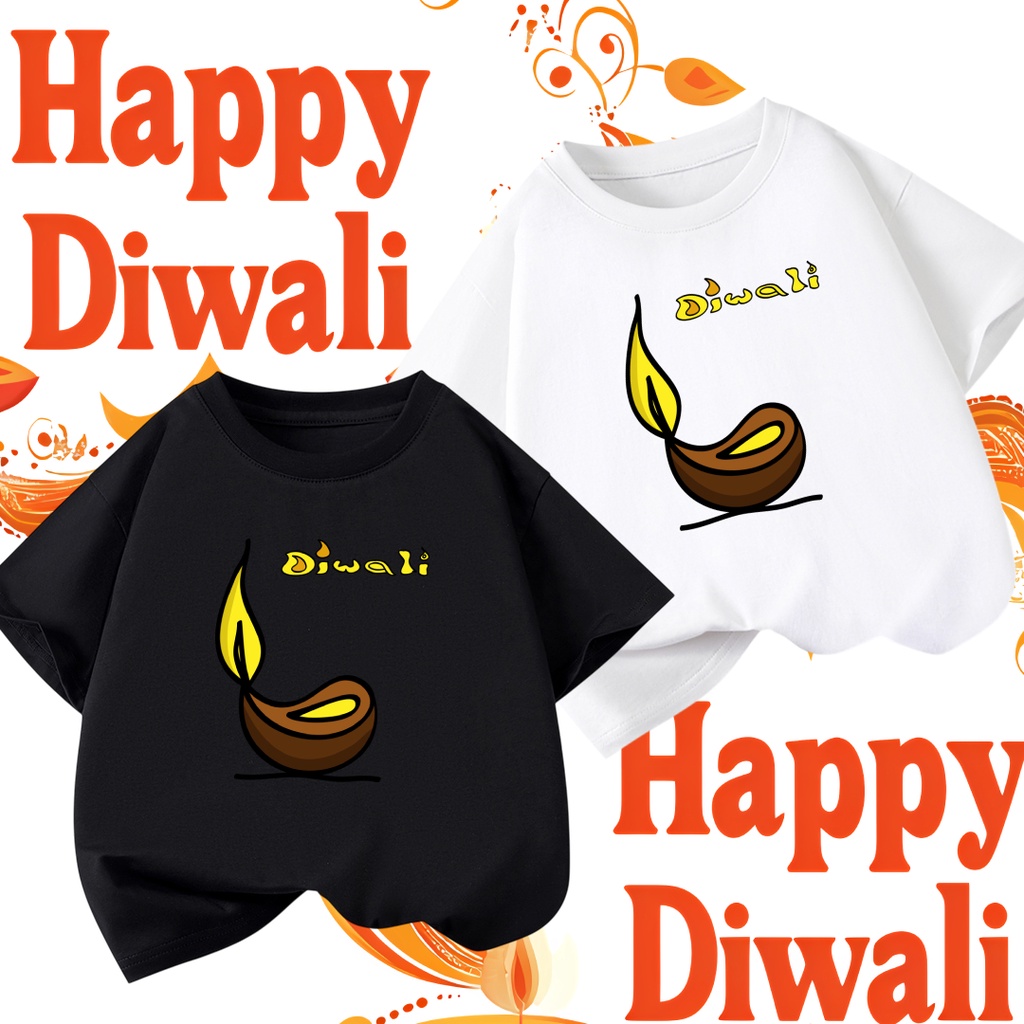 Diwali เสื้อยืด Happy Diwali Festival of Lights เสื้อยืดลําลองแฟชั่น 100% cotton สำหรับผู้ชายและผู้ห