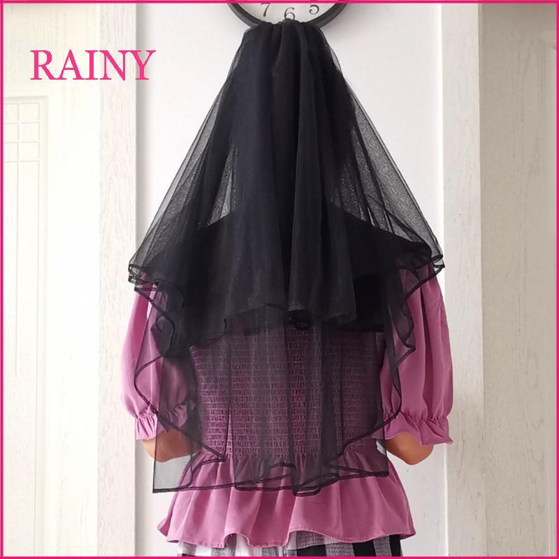 ผ้าคลุมหน้าสีดำสั้นสำหรับเจ้าสาวและ.party.tulle veil