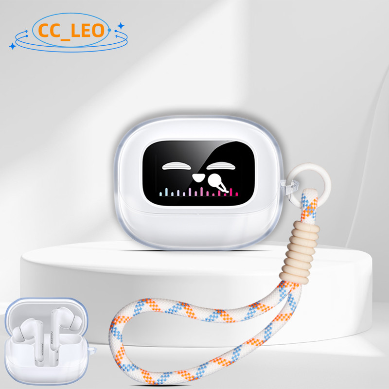 for UGREEN EchoBuds Magic Case UGREEN T6 Magic Clear Soft Case Protective Cover Cute Lanyard Suitabl