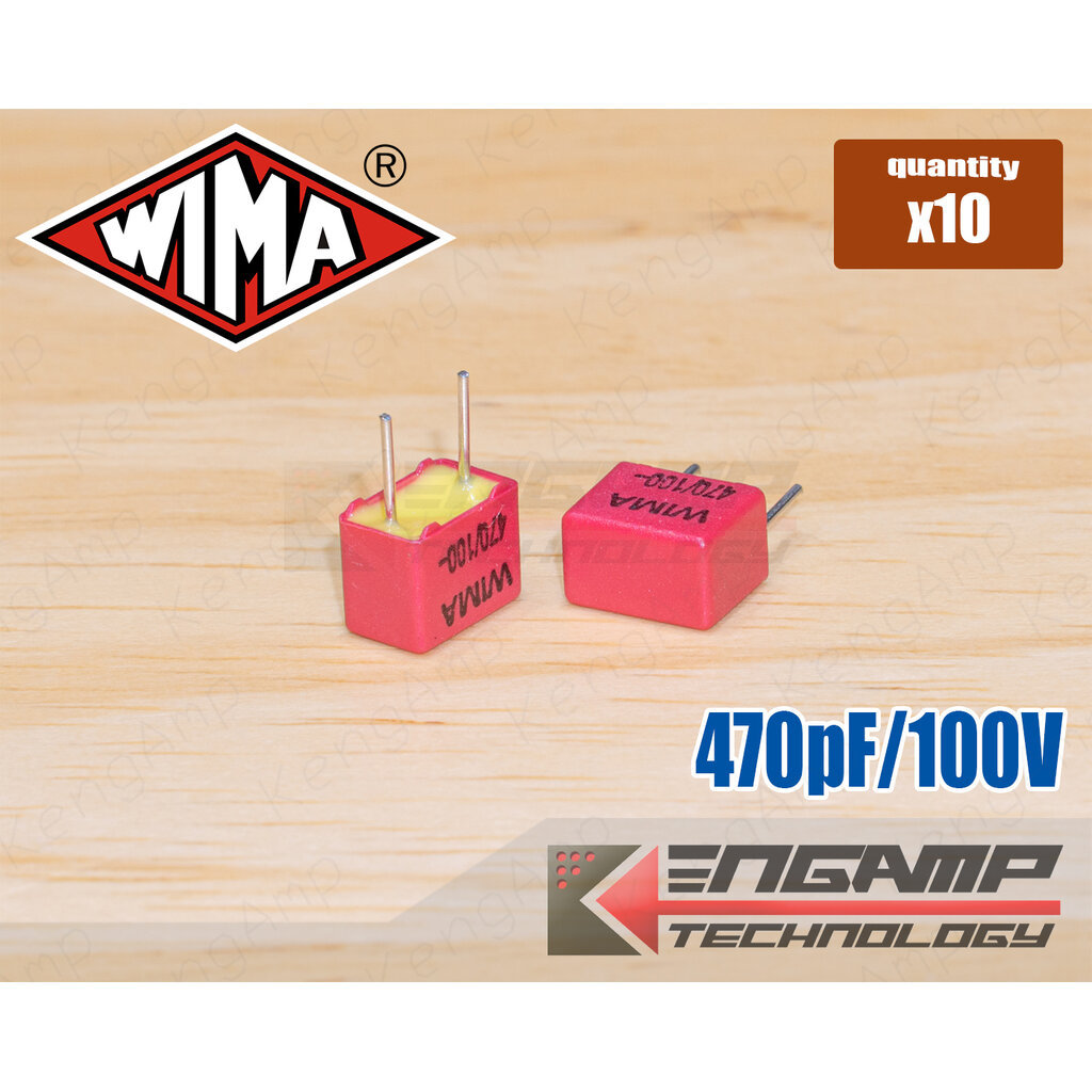 (10ตัว) [F-CAP] 470pF/100V WIMA FKP2 5% 4.5x7.2 H5.5mm P=5mm
