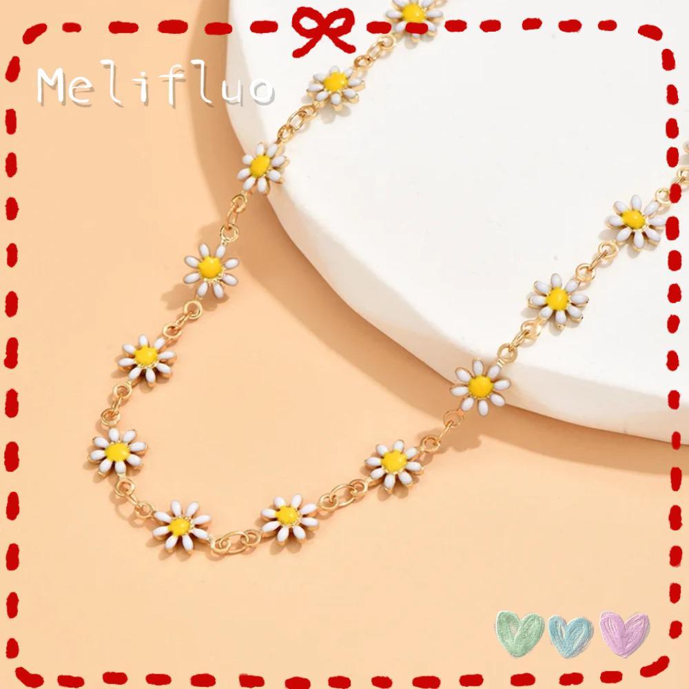 สร้อยคอมัลติฟูลUART ยอดน่ารักแบบดอกเดซี่ สตรี เครื่องประดับโลหะผสมตกแต่งลายดอกไม้