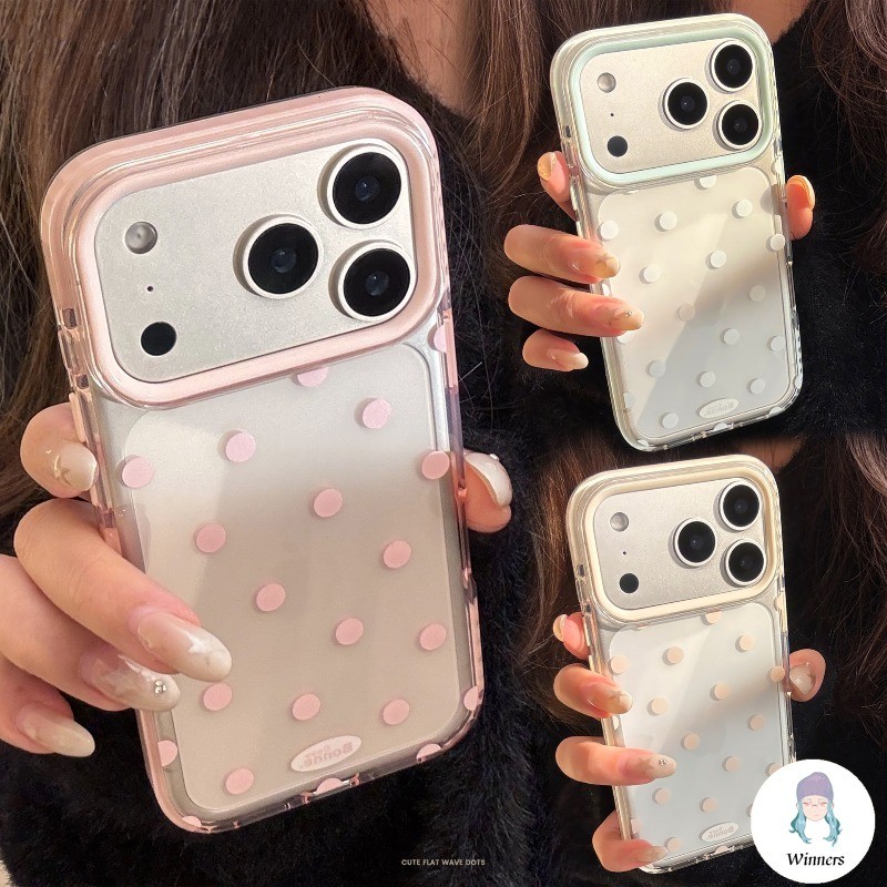 น่ารักเต็มหน้าจอ Polka Dot โปร่งใสเคสโทรศัพท์สําหรับ IPhone 16 15 11 14 13 12 PRO MAX 17 PRO MAX ป้องกันเลนส์กันกระแทก Soft TPU ฝาหลัง